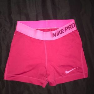 Pink Nike Pro Spandex Shorts